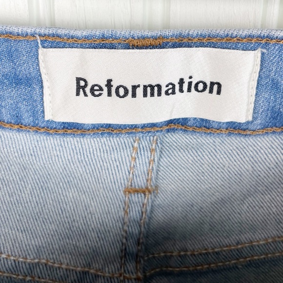 Reformation High and Straight Jeans in Indian Wash Blue Denim Women's Size 25 - Picture 6 of 11